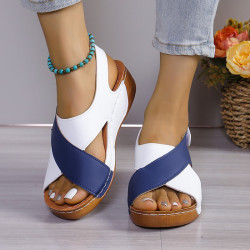 Sandals Womens Summer Plus Size Fish Mouth Cross Platform Thick Bottom Velcro Womens Sandals