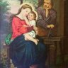 Franz Eder Szent család, antik festmény, 1872. XIX. századi Németalföldi Művész alkotása.