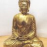 Aranyozott meditáló Buddha kerámia szobor. Értékes ritkaság.