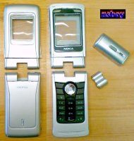 Nokia N90 komplett ház, ezüstszürke színben.