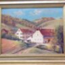 Balzenbach vidéki tájkép Falusi házakkal, Fr. Sihier Német festő munkája 1959-ből, Karton-Tempera.