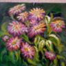 Purple flowers by Sandra, modern impresszionista stílusú feszített olaj-vászon festmény