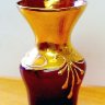 Cseh festett aranyozott váza, Bohemia miniatúra, vitrinbe való gyönyörűség