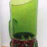 Buborékos falú rézveretes Waldglas füles boros üvegkancsó a 19. század elejéről üveg ritkaság, 