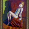 Aktmodell fűzőben Modern impresszionista festmény. Kagyerják Attila Tamás alkotása.