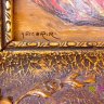 Dinnyekóstoló leány, antik olaj-vászon festmény, szép blondelkeretben. Geiger Richárd alkotása