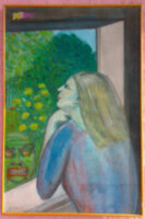Ablakon kitekintő nő, akit az ördög megkísért, modern Expresszionista stílusban készült mű.