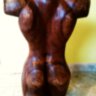 Telt idomú női akt torzó, nagy méretű politúrozott antik paliszander faszobor, egyedi ritkaság